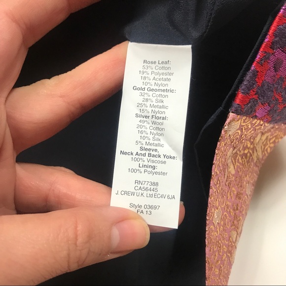 J. CREW COLLECTION LARGE GEOMETRIC SHIRT TOP GOLD - Picture 3 of 6